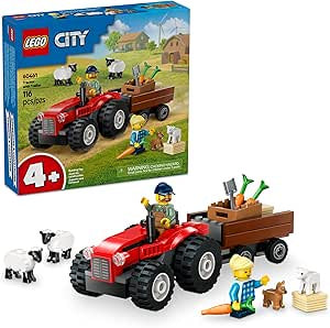 Red Farm Tractor with Trailer & Sheep - 60461